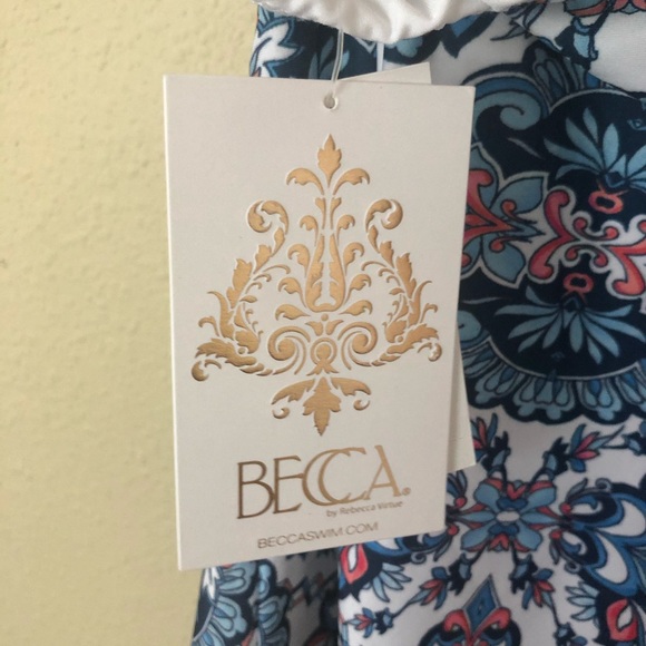 Becca Swim Naples Front Tie Keyhole Tankini Top - Picture 5 of 5